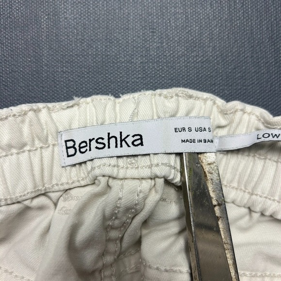 Bershka Pants Women's Small Cream Low Rise Cargo Wide Leg Utility Cotton Outdoor - Picture 2 of 15